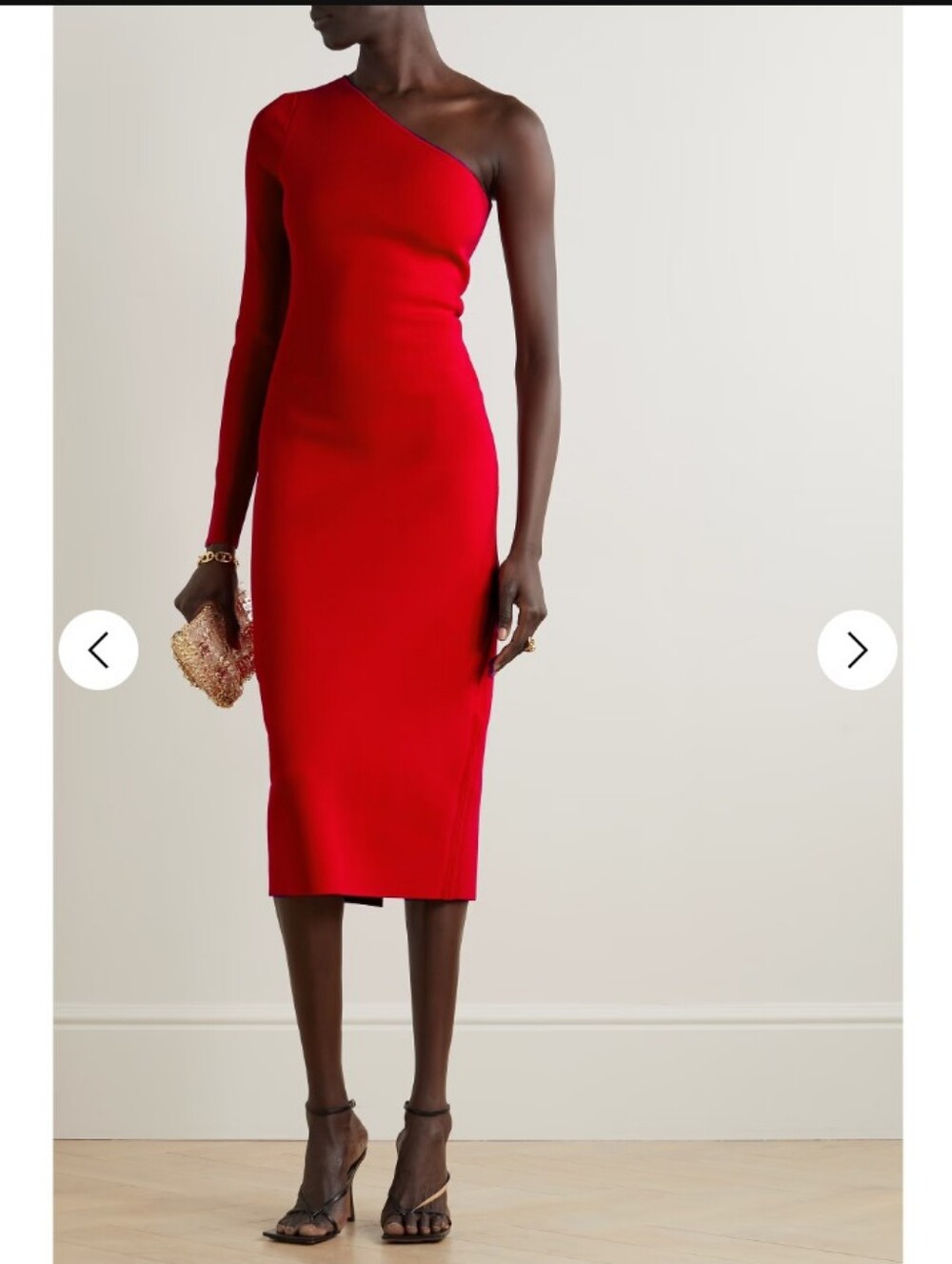 NWT VB Victoria Beckham Compact Viscose Pencil One Shoulder Midi Dress Size 2